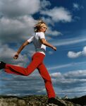 Fashion photo by Greger Norrevik, model jumping.