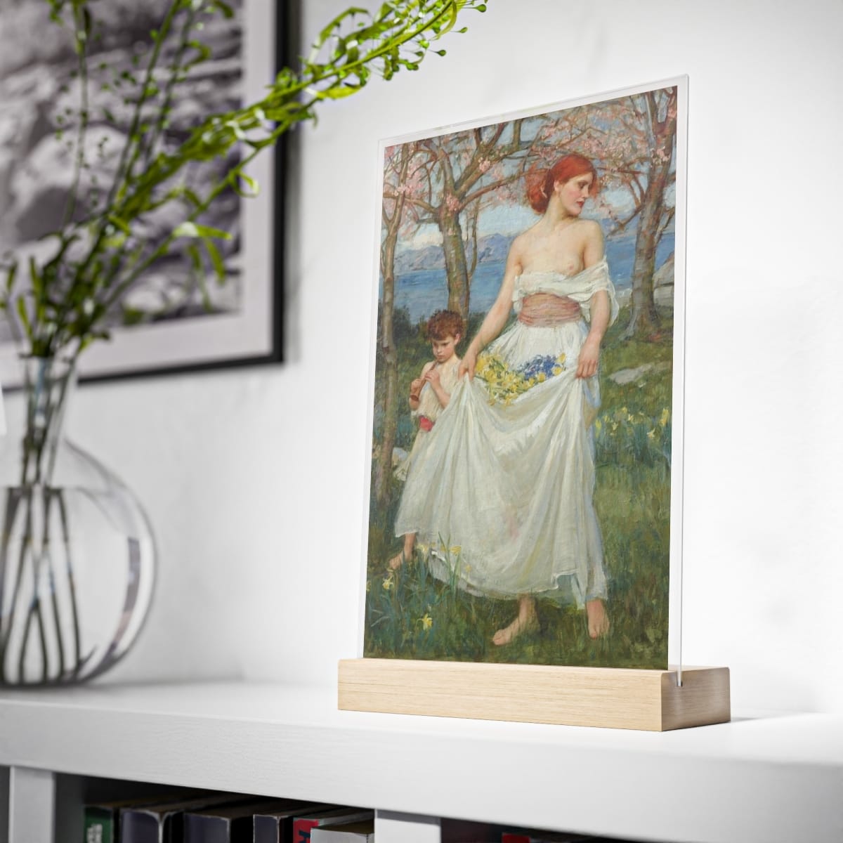 Acrylic Art Sign With Wooden Stand, Artist John William Waterhouse, Artwork 