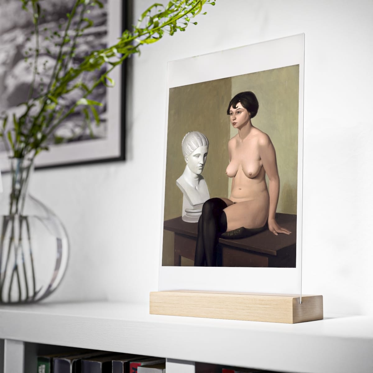 Acrylic Art Sign With Wooden Stand, Artist Georg Scholz, Artwork 