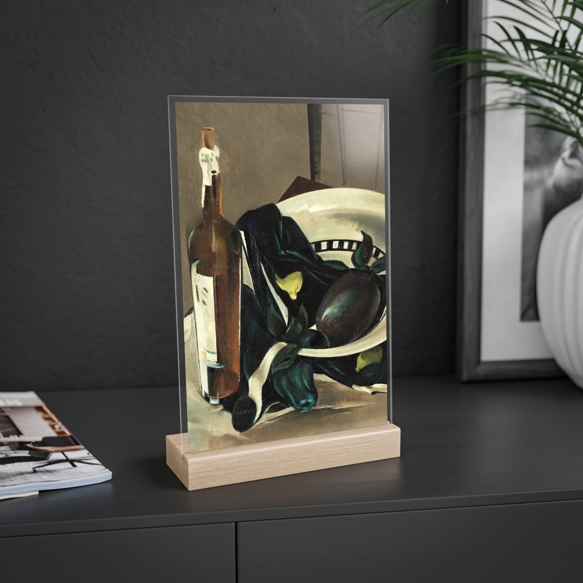 Acrylic Art Sign With Wooden Stand, Artist Preston Dickinson, Artwork 