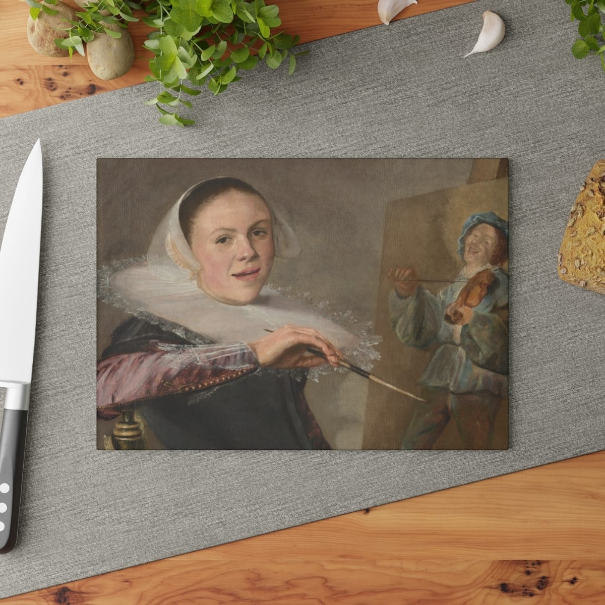 Art Glass Cutting Board, Artist Judith Leyster, Artwork 