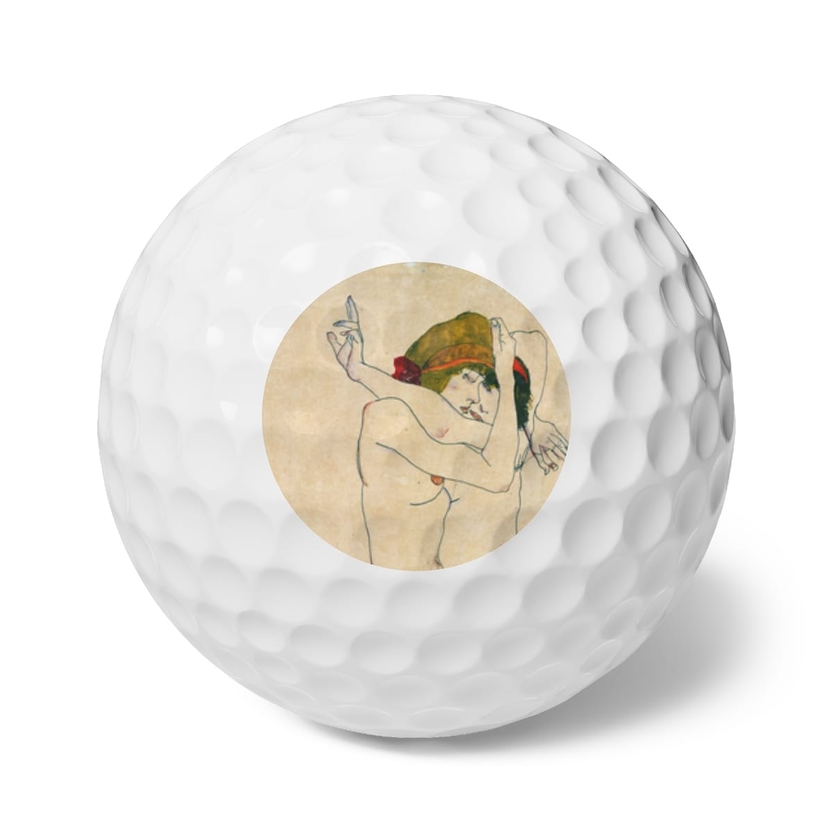 Art Golf Balls 6 Pieces, Artist Egon Schiele, Artwork 