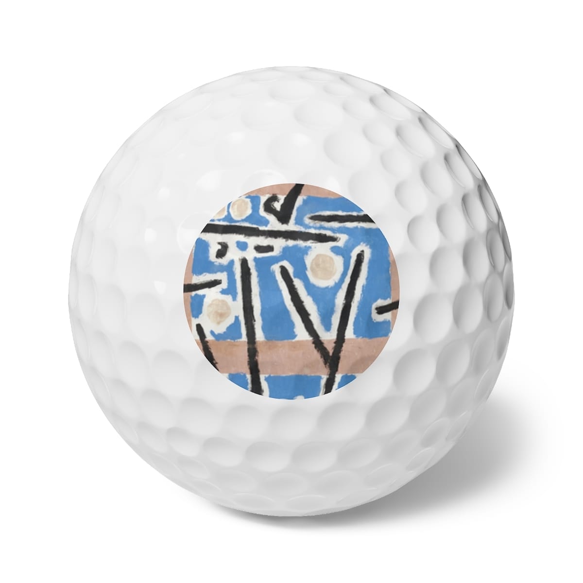 Art Golf Balls 6 Pieces, Artist Paul Klee, Artwork 
