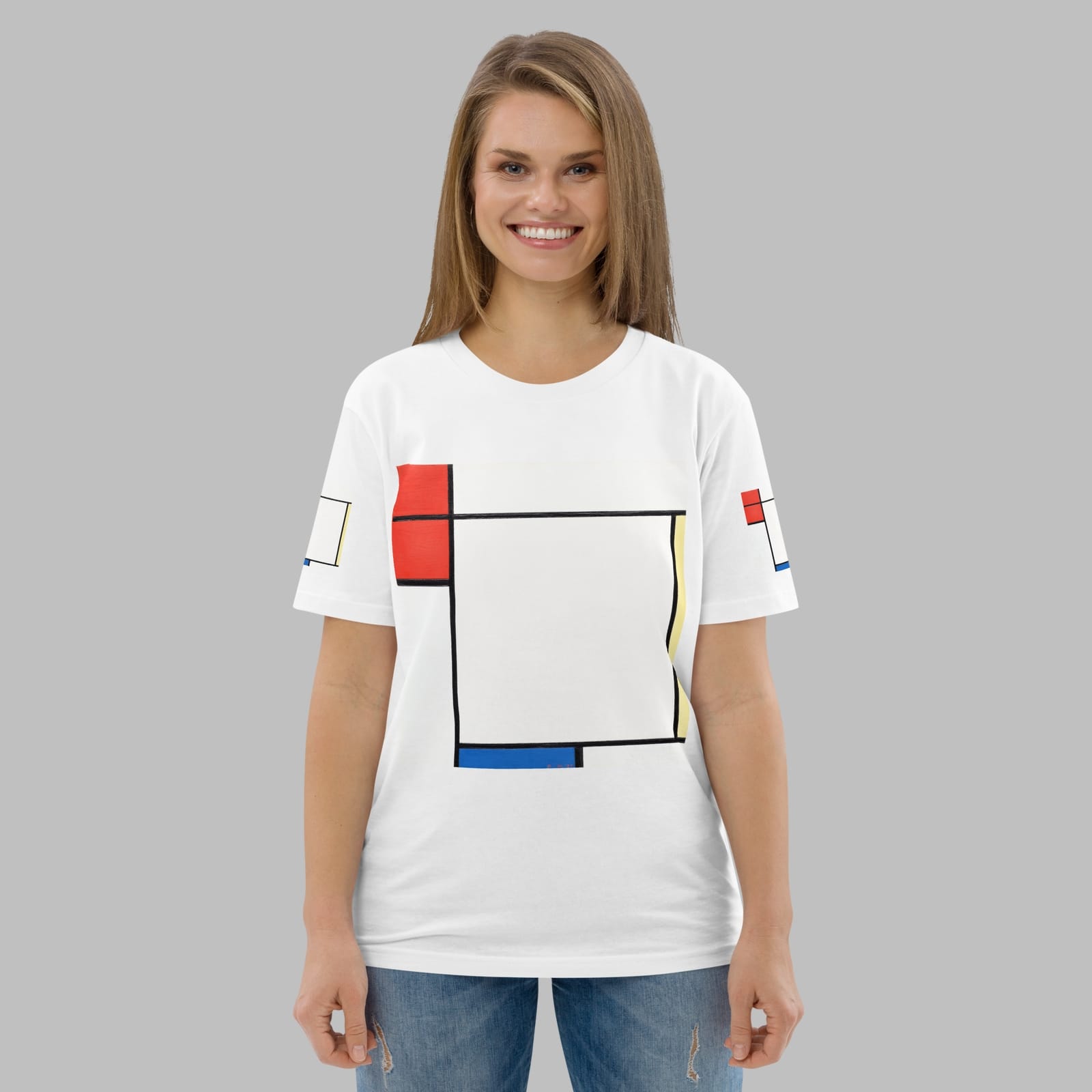Art T Shirt Unisex Organic Cotton, Artist Piet Mondrian, Artwork 