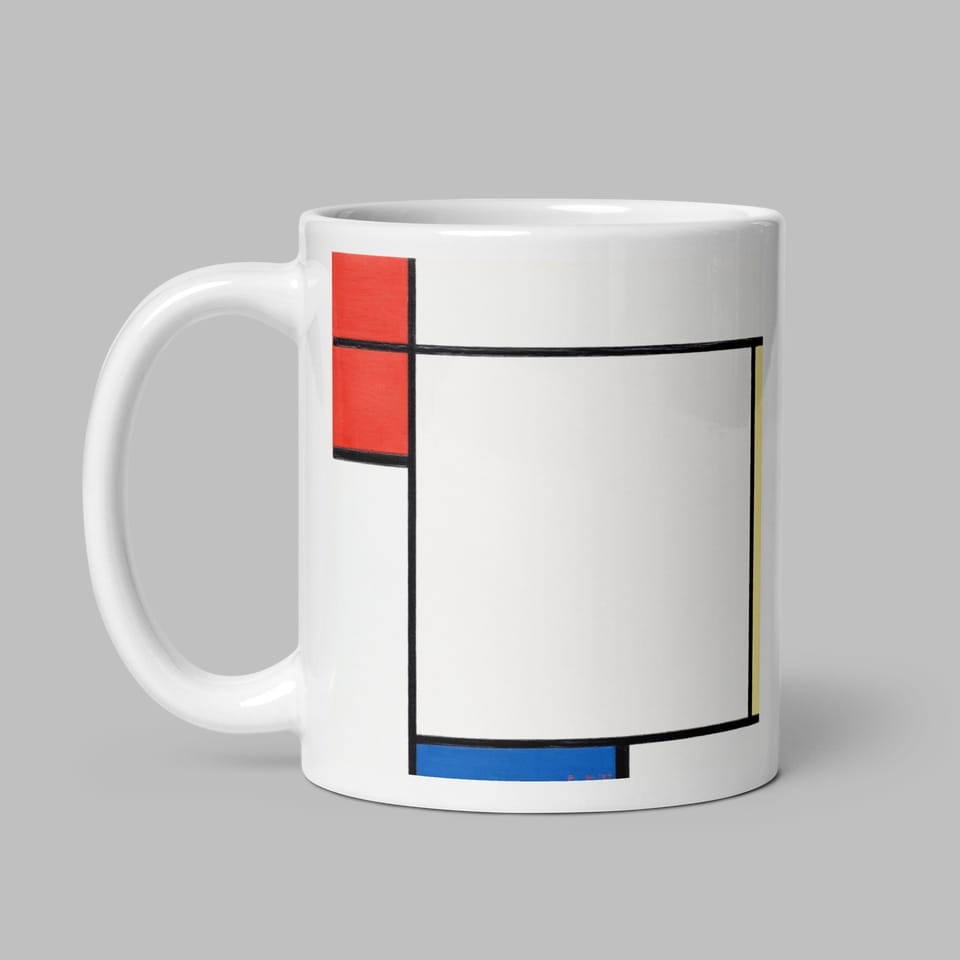 Art White Glossy Mug, Artist Piet Mondrian, Artwork 