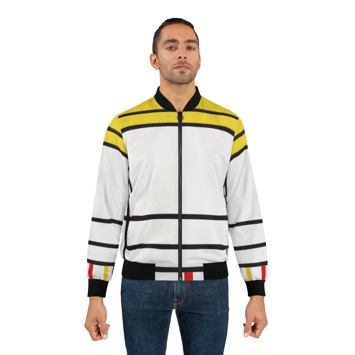 Mens Art Bomber Jacket, Artist Piet Mondrian, Artwork 