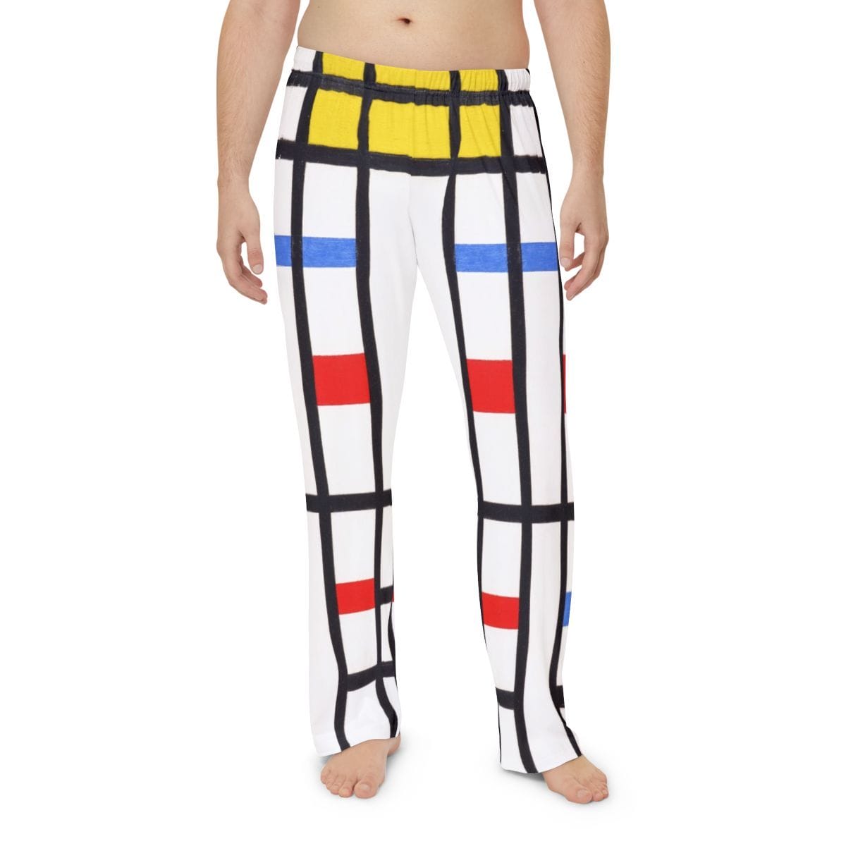 Mens Art Pajama Pants, Artist Piet Mondrian, Artwork 