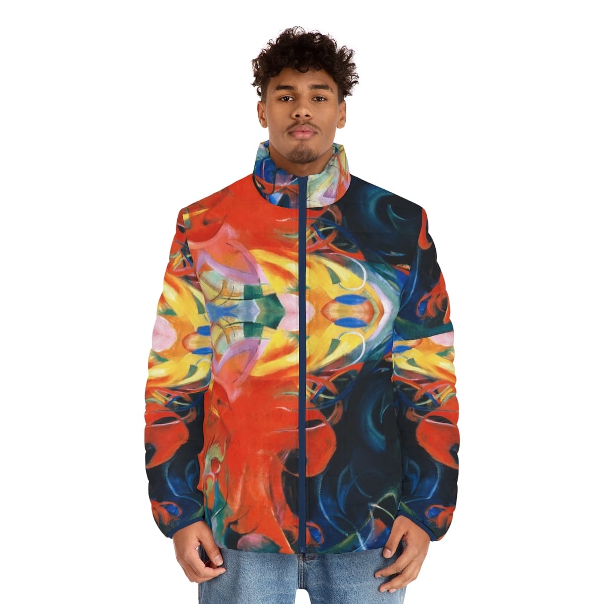 Mens Art Puffer Jacket, Artist Franz Marc, Artwork 