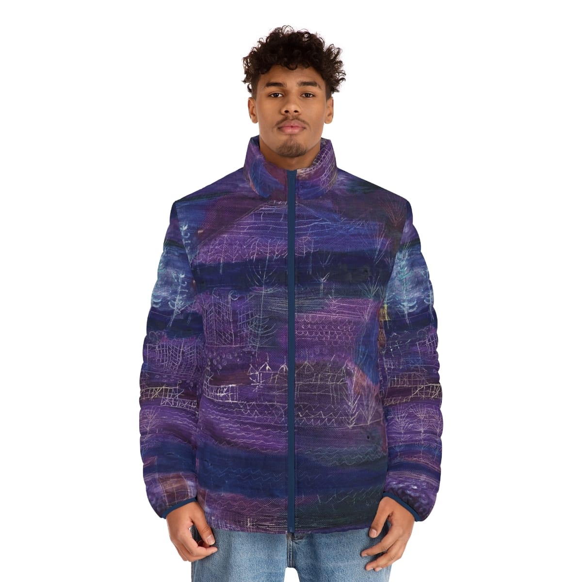 Mens Art Puffer Jacket, Artist Paul Klee, Artwork 