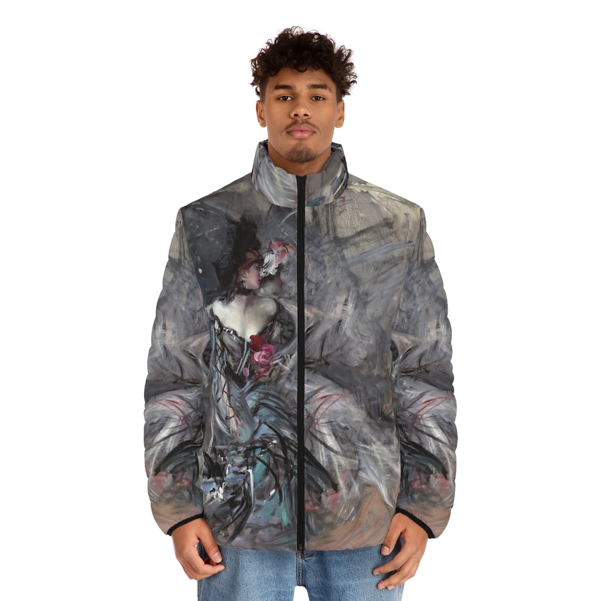 Mens Art Puffer Jacket, Artist Giovanni Boldini, Artwork 