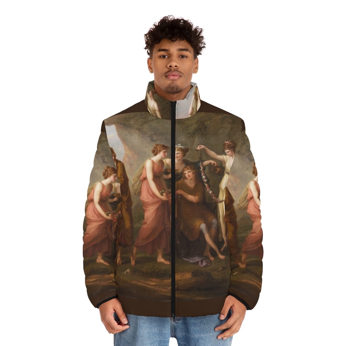 Mens Art Puffer Jacket, Artist Angelica Kauffmann, Artwork 