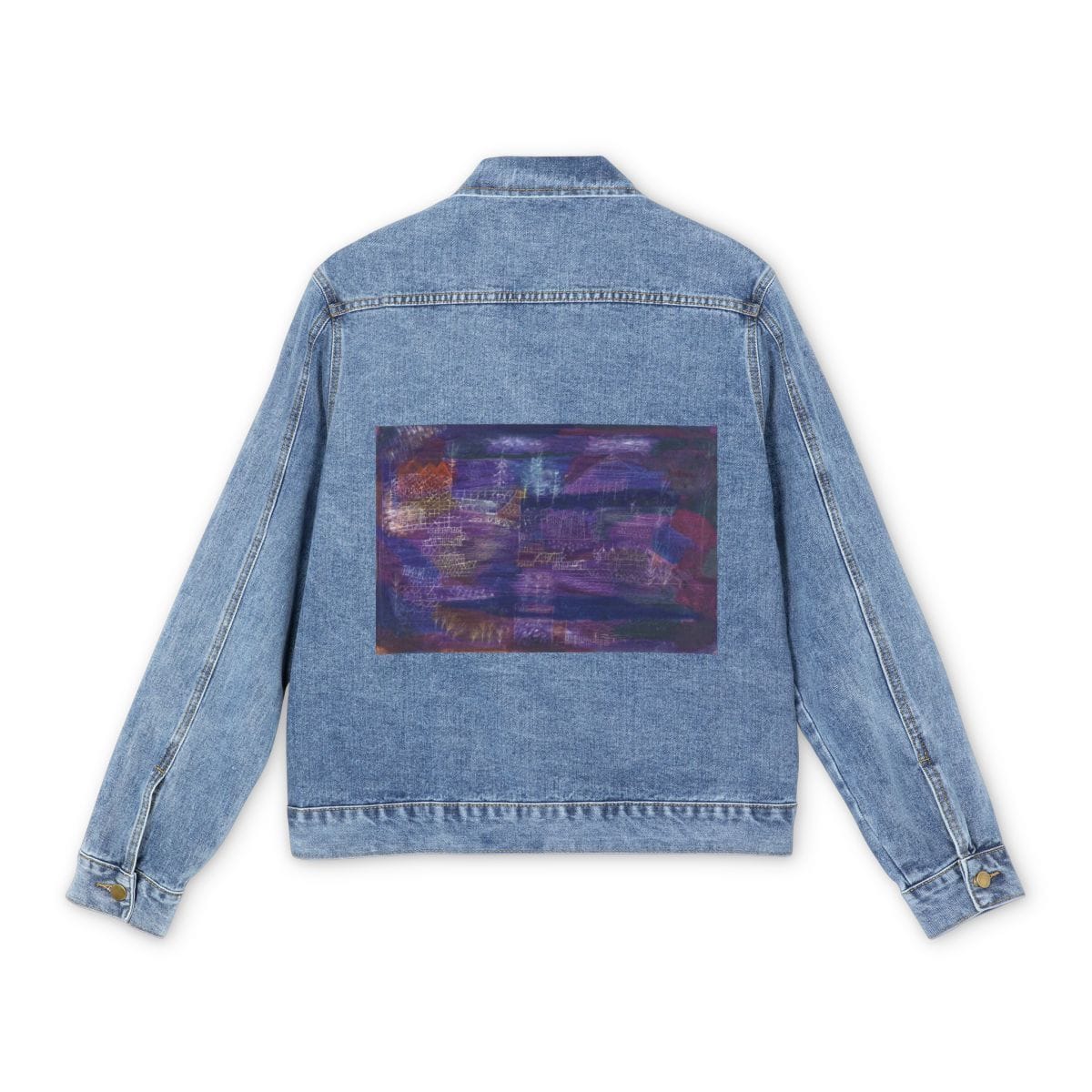 Mens Denim Art Jacket, Artist Paul Klee, Artwork 