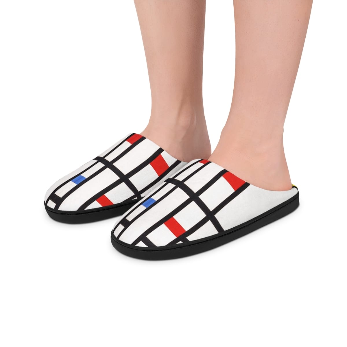 Mens Indoor Art Slippers, Artist Piet Mondrian, Artwork 
