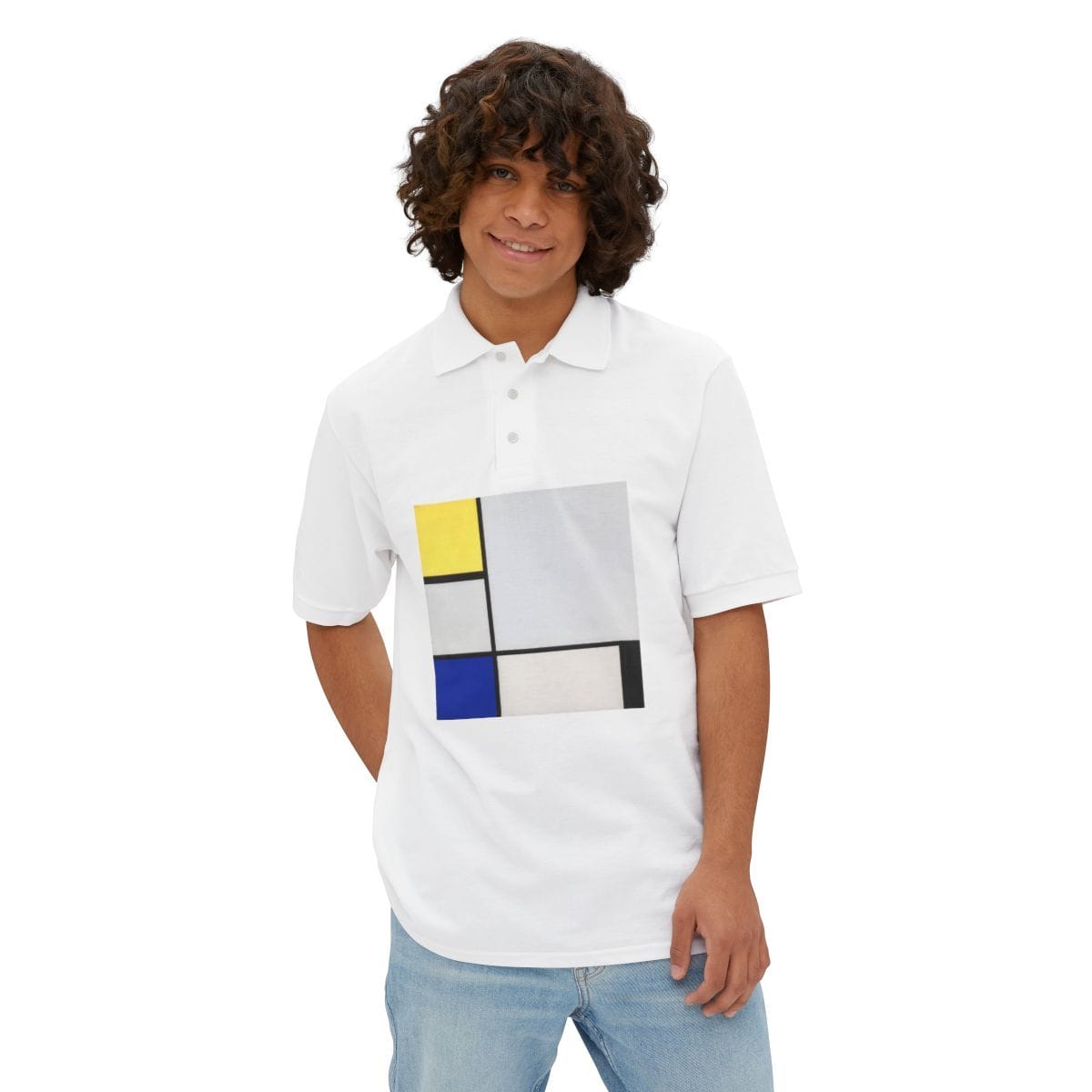 Mens Pique Art Polo, Artist Piet Mondrian, Artwork 