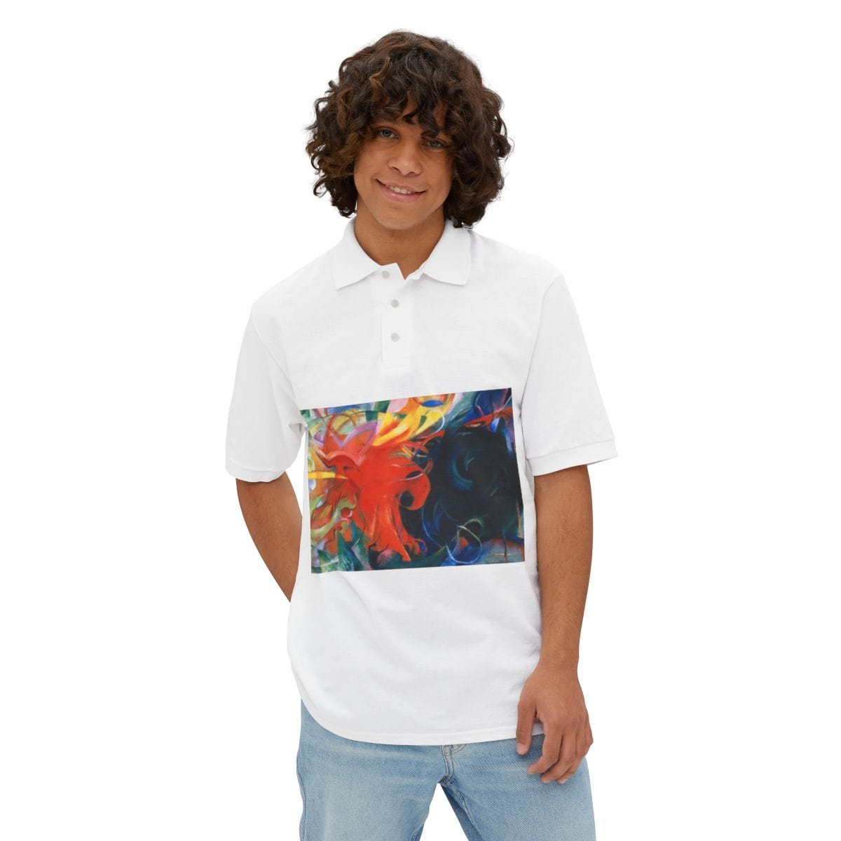Mens Pique Art Polo, Artist Franz Marc, Artwork 