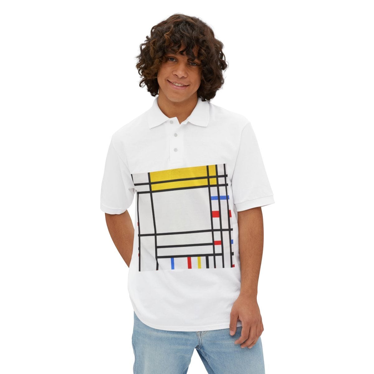 Mens Pique Art Polo, Artist Piet Mondrian, Artwork 