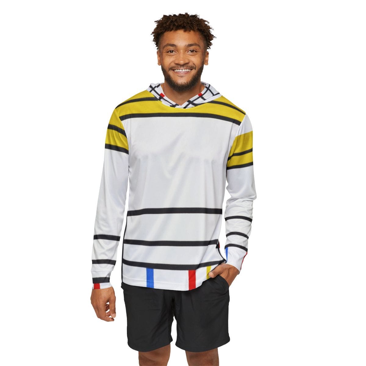 Mens Sports Art Warmup Hoodie, Artist Piet Mondrian, Artwork 