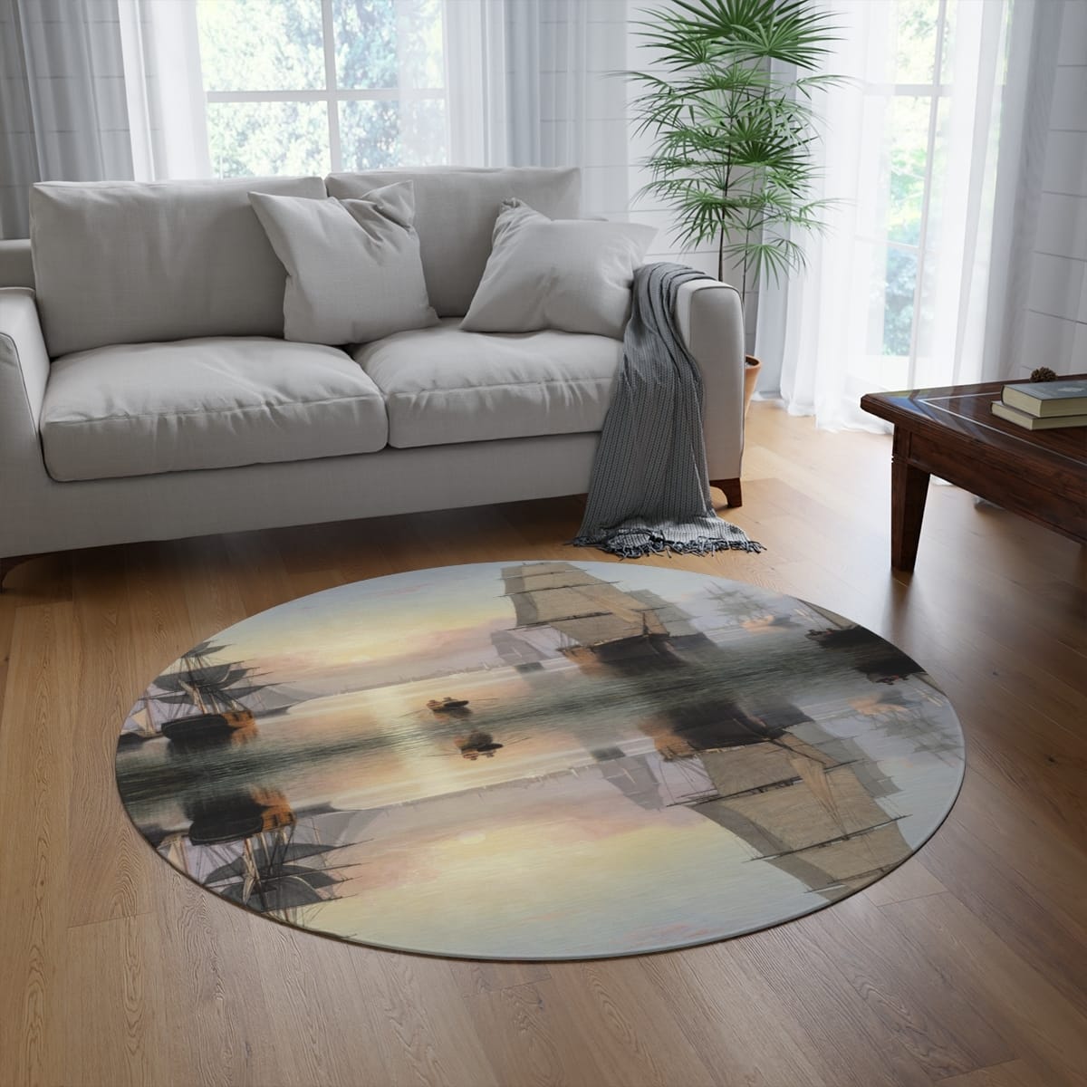Round Art Rug, Artist Fitz Henry Lane, Artwork 