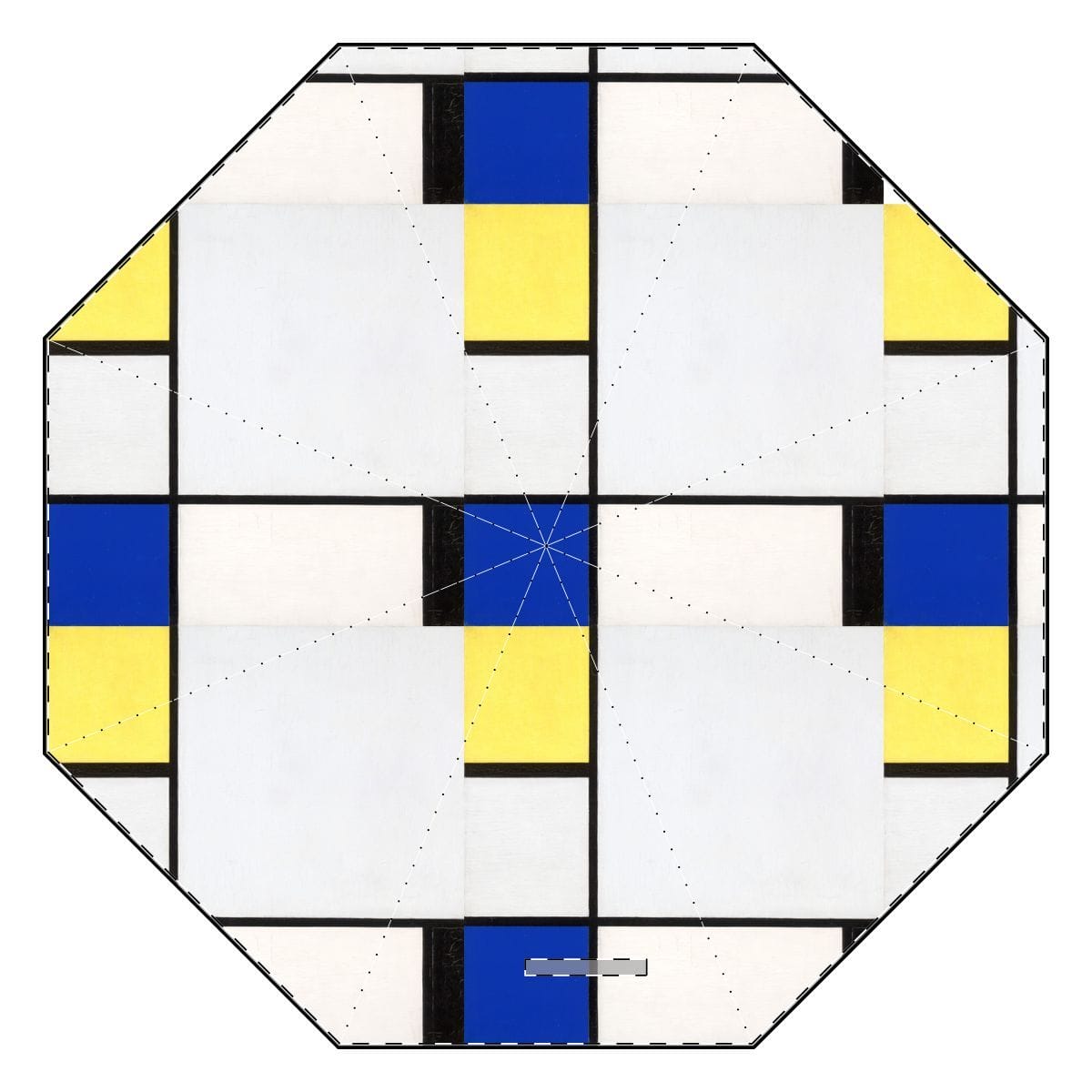 Semi Automatic Foldable Art Umbrella, Artist Piet Mondrian, Artwork 