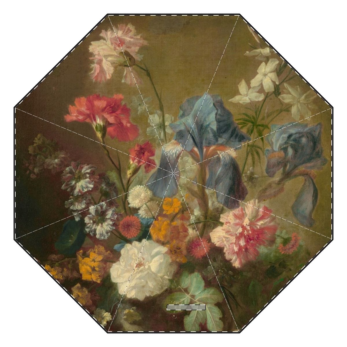 Semi Automatic Foldable Art Umbrella, Artist Jan Van Huysum, Artwork 