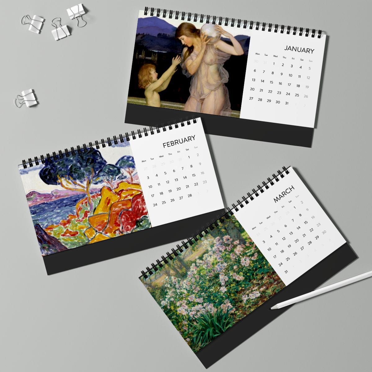 Simplex Desk Art Calendar 2025, Artist Henry Brown Fuller, Artwork 