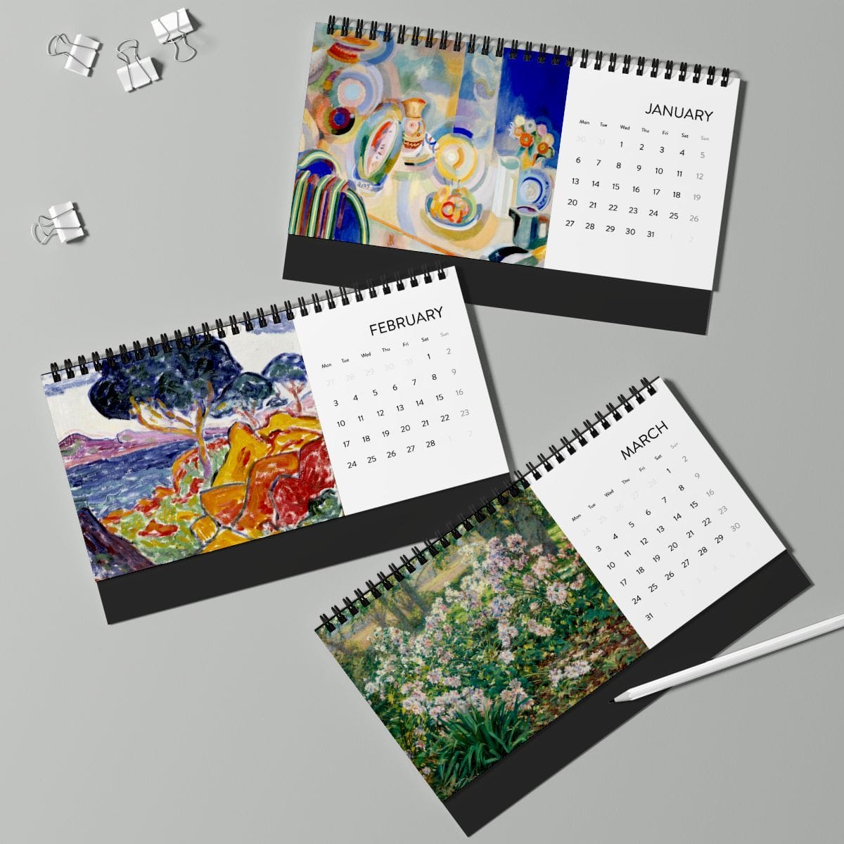 Simplex Desk Art Calendar 2025, Artist Robert Delaunay, Artwork 