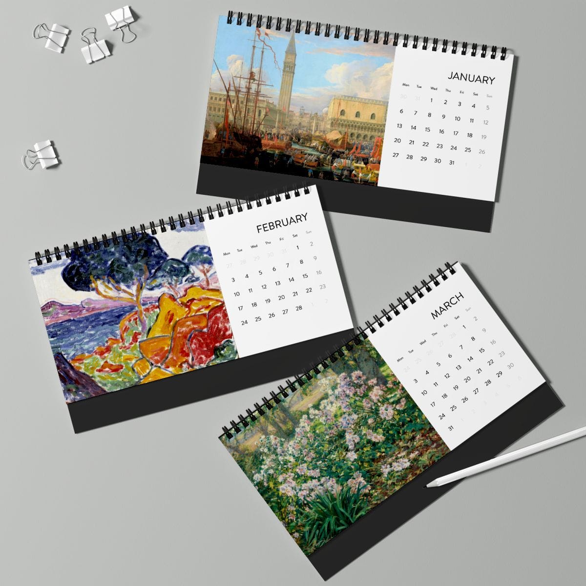 Simplex Desk Art Calendar 2025, Artist Luca Carlevarijs, Artwork 