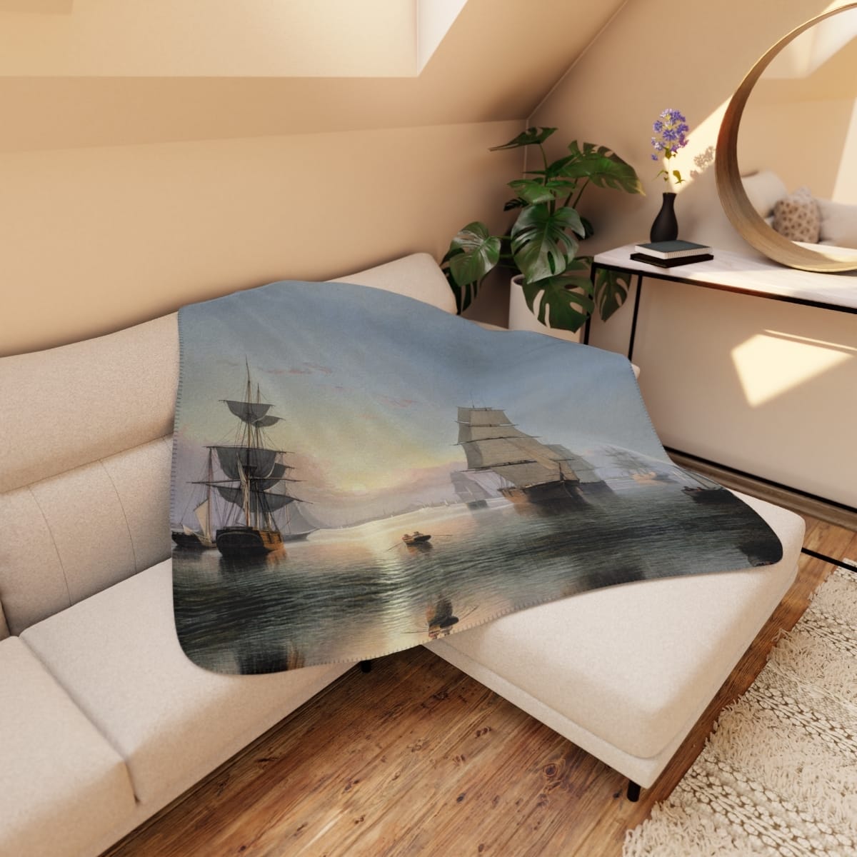 Tan Sherpa Art Blanket, Artist Fitz Henry Lane, Artwork 