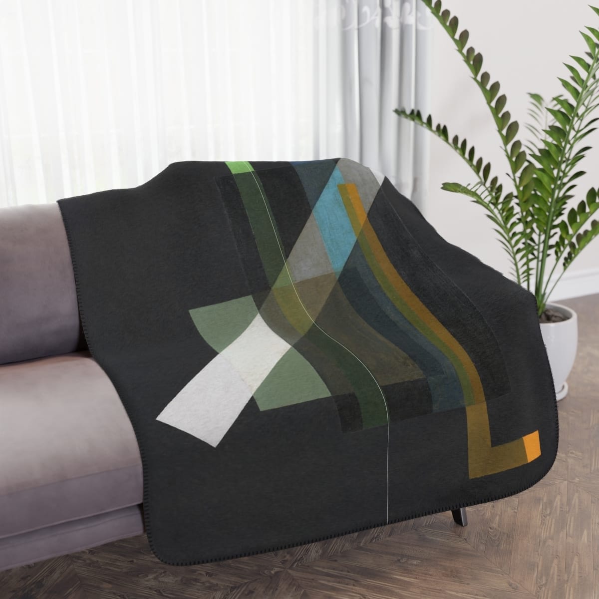 Tan Sherpa Art Blanket, Artist Laszlo Moholy Nagy, Artwork 