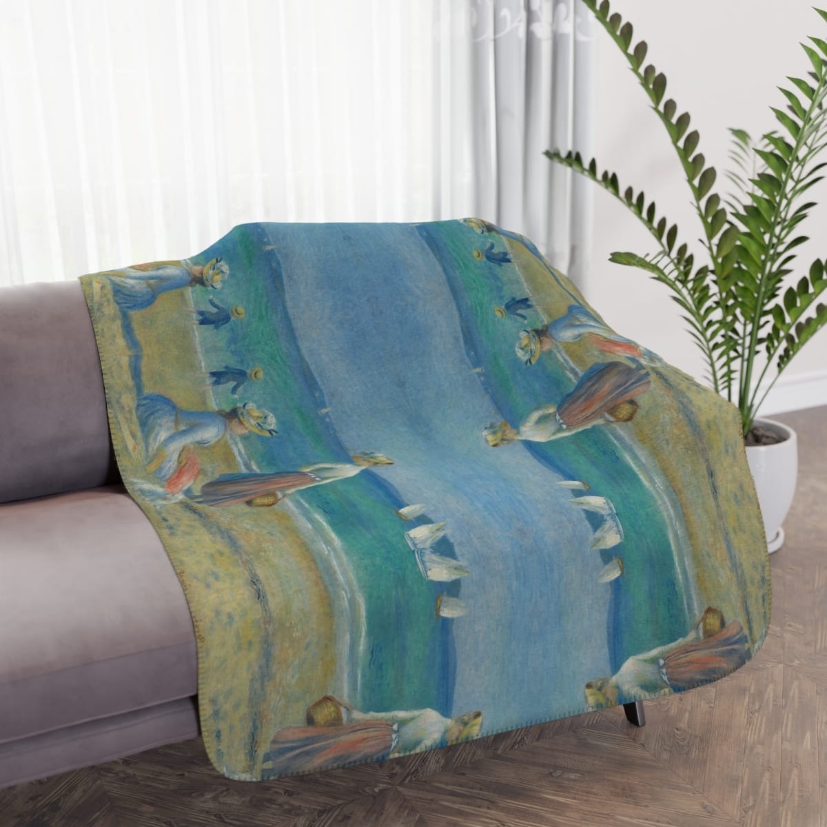 Tan Sherpa Art Blanket, Artist Pierre Auguste Renoir, Artwork 