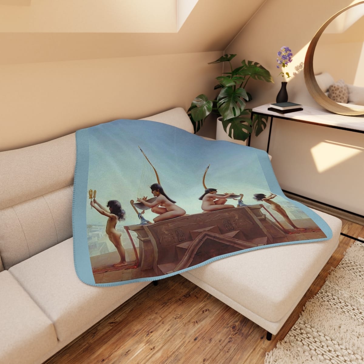 Tan Sherpa Art Blanket, Artist Luis Ricardo Falero, Artwork 