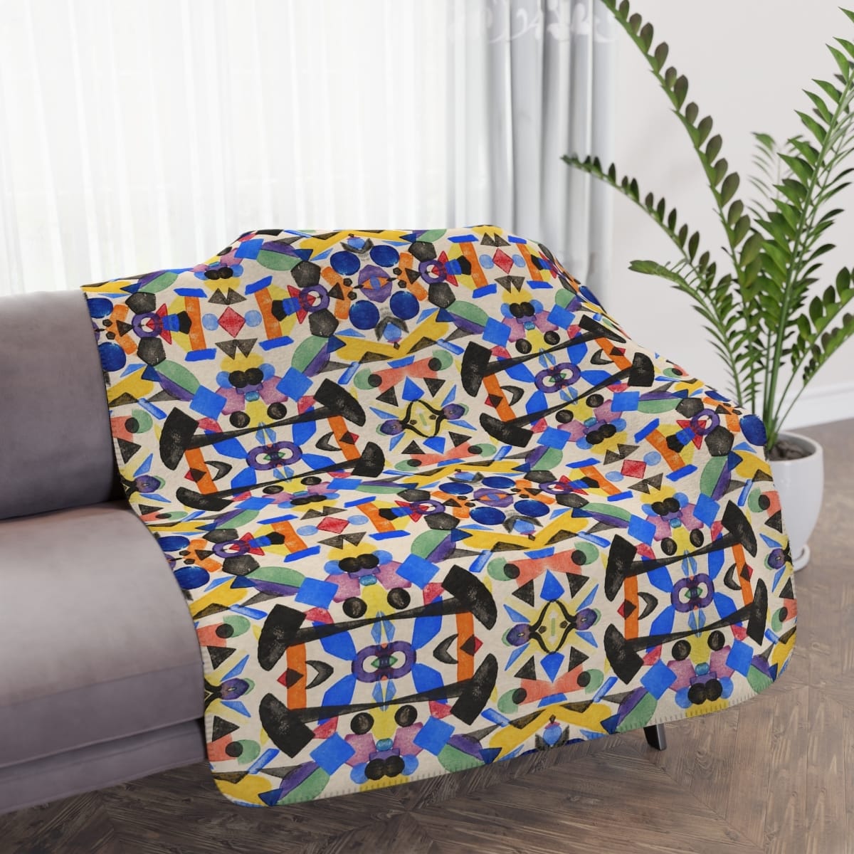 Tan Sherpa Art Blanket, Artist Jay Van Everen, Artwork 