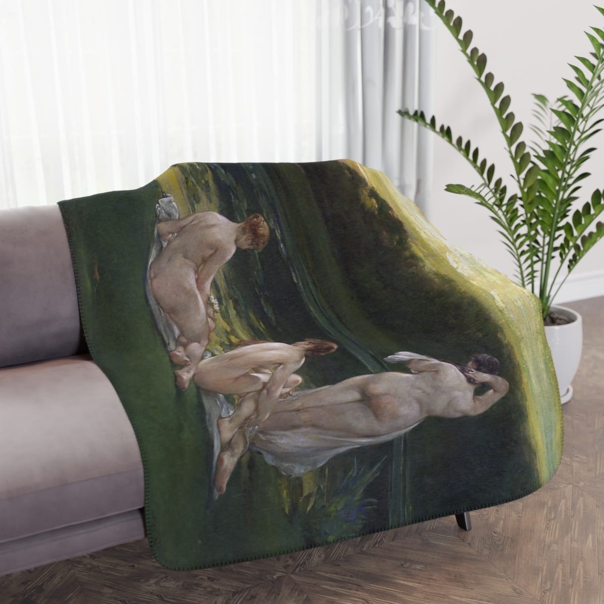 Tan Sherpa Art Blanket, Artist Walter Shirlaw, Artwork 