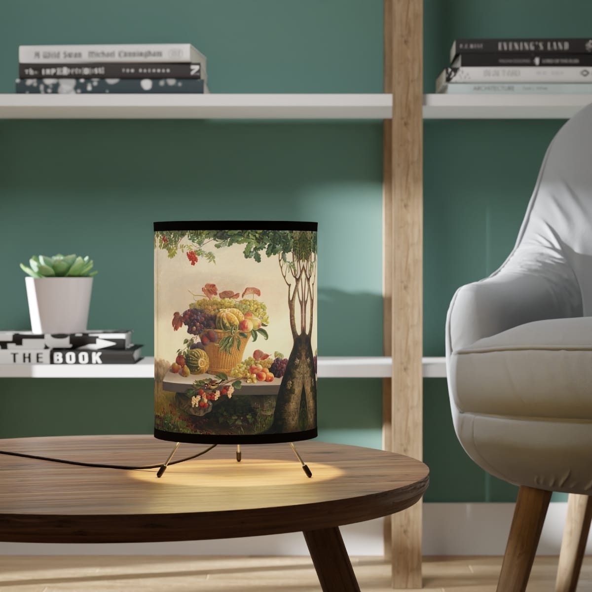 Tripod Lamp With Highres Printed Shade, Artist Christine Lovmand, Artwork 