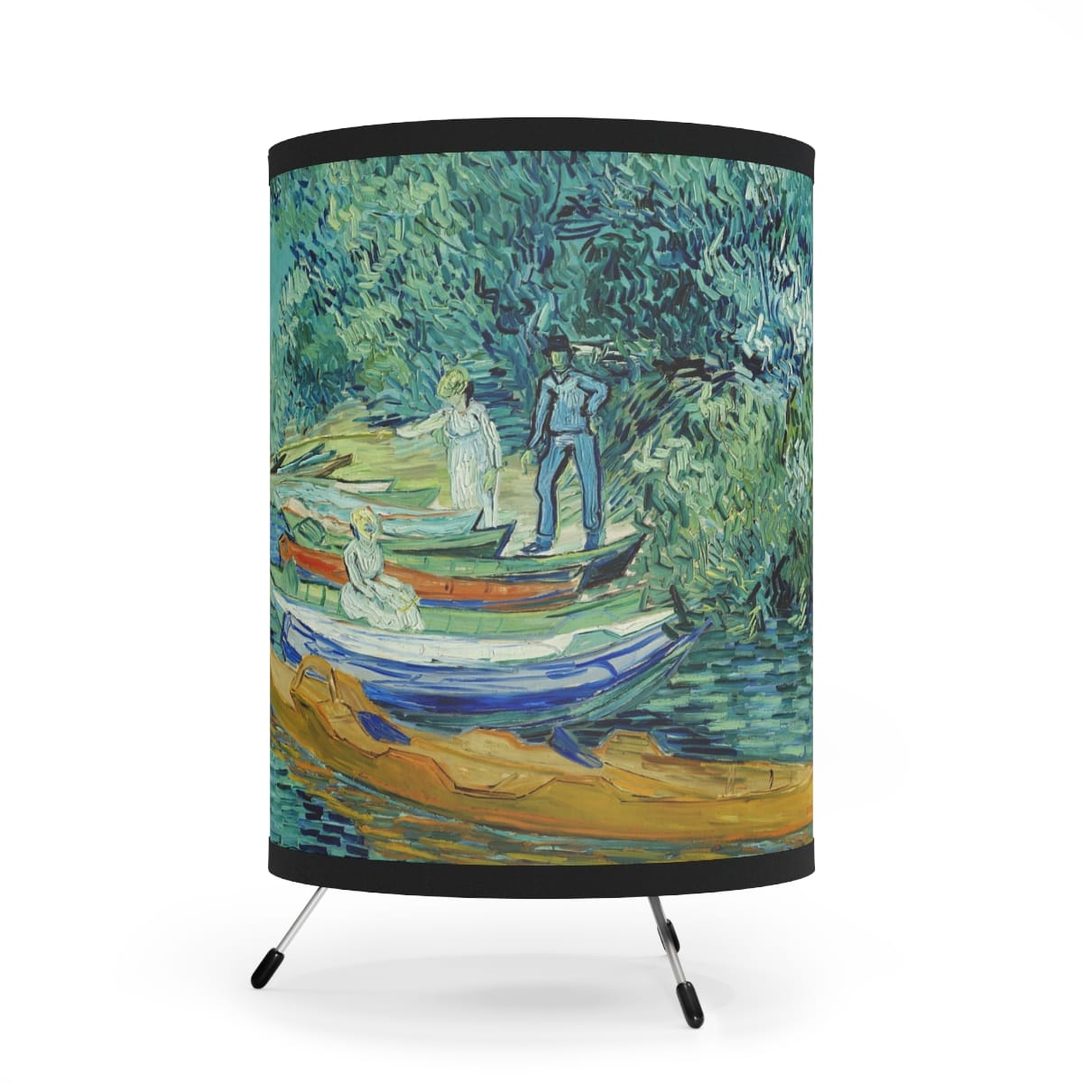 Tripod Lamp With Highres Printed Shade, Artist Vincent Van Gogh, Artwork 