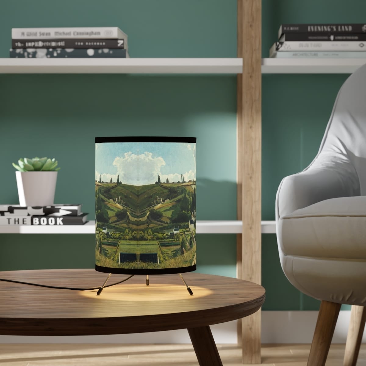 Tripod Lamp With Highres Printed Shade, Artist Camille Pissarro, Artwork 