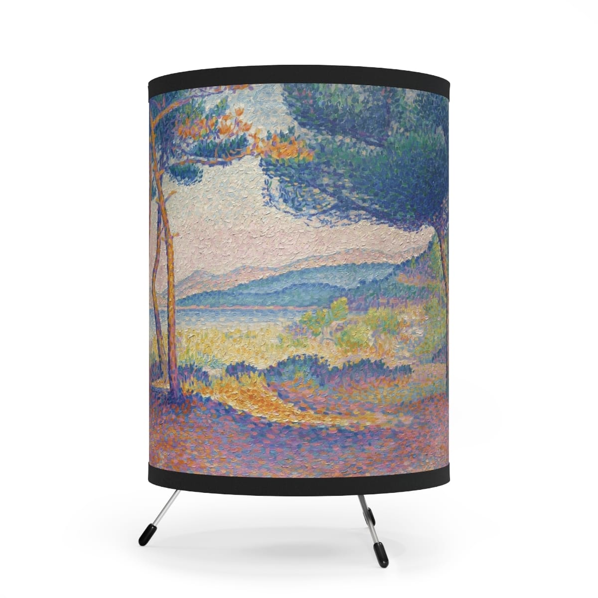 Tripod Lamp With Highres Printed Shade, Artist Henri Edmond Cross, Artwork 