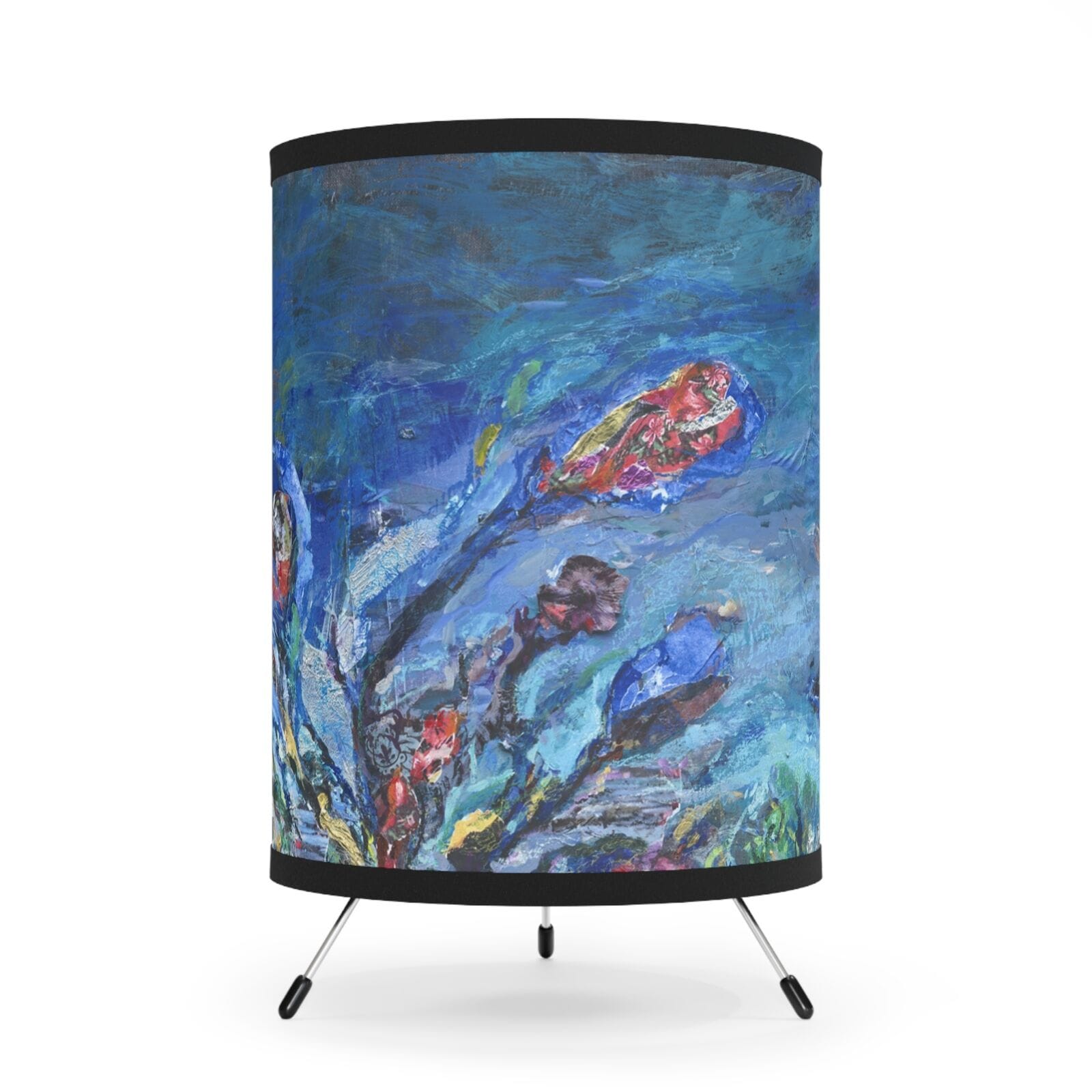 Tripod Lamp With Highres Printed Shade, Artist Maria Papafili, Artwork 