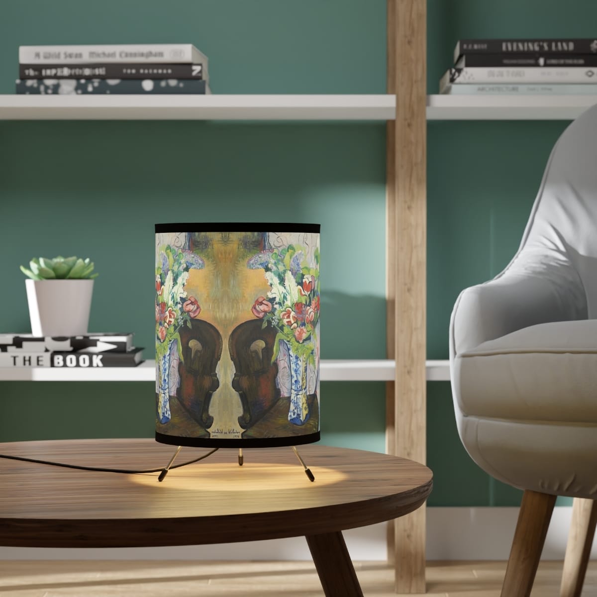 Tripod Lamp With Highres Printed Shade, Artist Suzanne Valadon, Artwork 