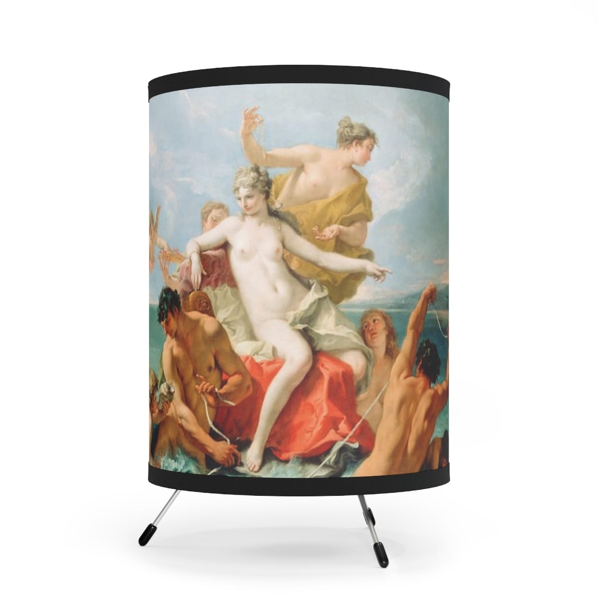 Tripod Lamp With Highres Printed Shade, Artist Sebastiano Ricci, Artwork 