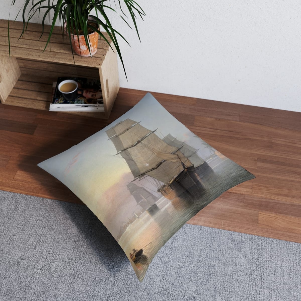 Tufted Floor Art Pillow Square, Artist Fitz Henry Lane, Artwork 