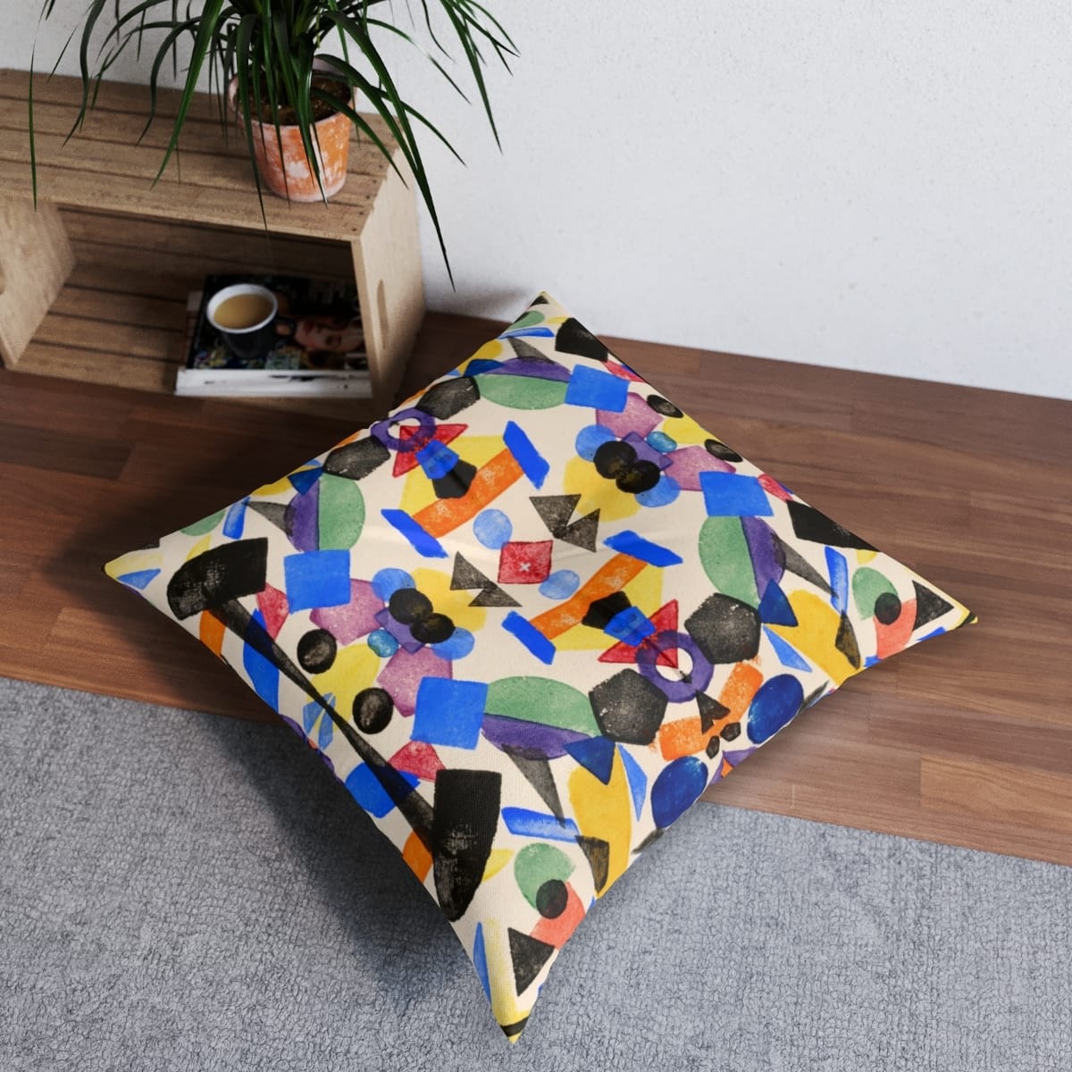 Tufted Floor Art Pillow Square, Artist Jay Van Everen, Artwork 