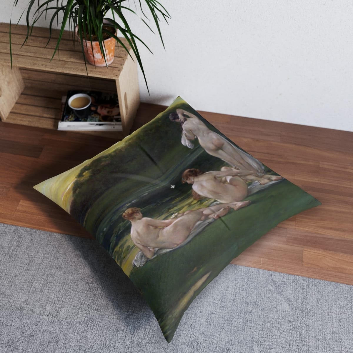 Tufted Floor Art Pillow Square, Artist Walter Shirlaw, Artwork 