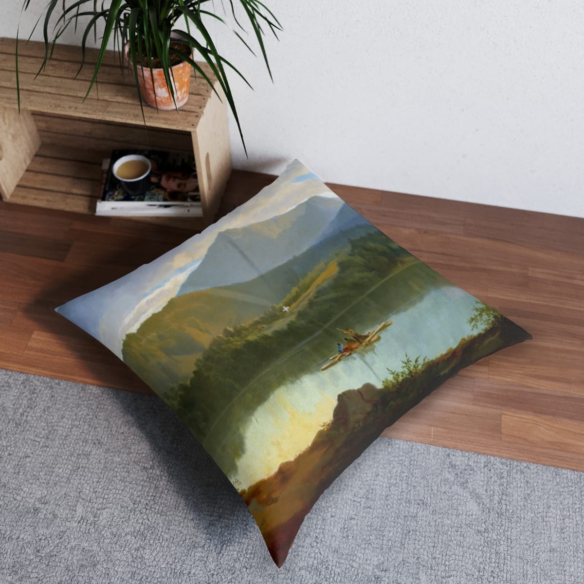 Tufted Floor Art Pillow Square, Artist John Mix Stanley, Artwork 