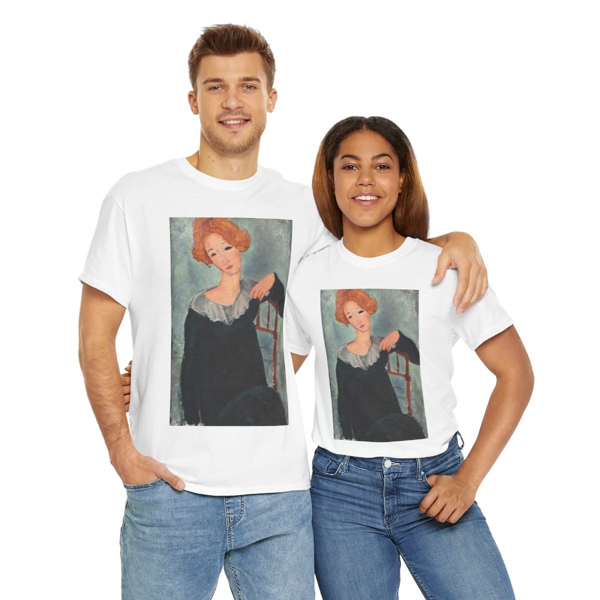 Unisex Heavy Cotton Art Tee, Artist Amedeo Modigliani, Artwork 