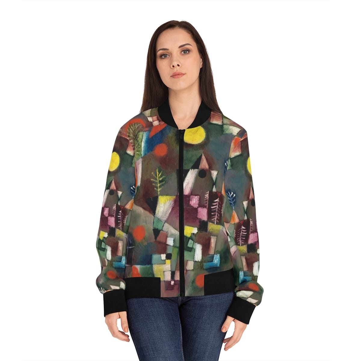 Womens Art Bomber Jacket, Artist Paul Klee, Artwork 