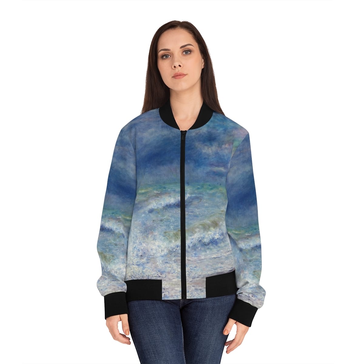 Womens Art Bomber Jacket, Artist Pierre Auguste Renoir, Artwork 