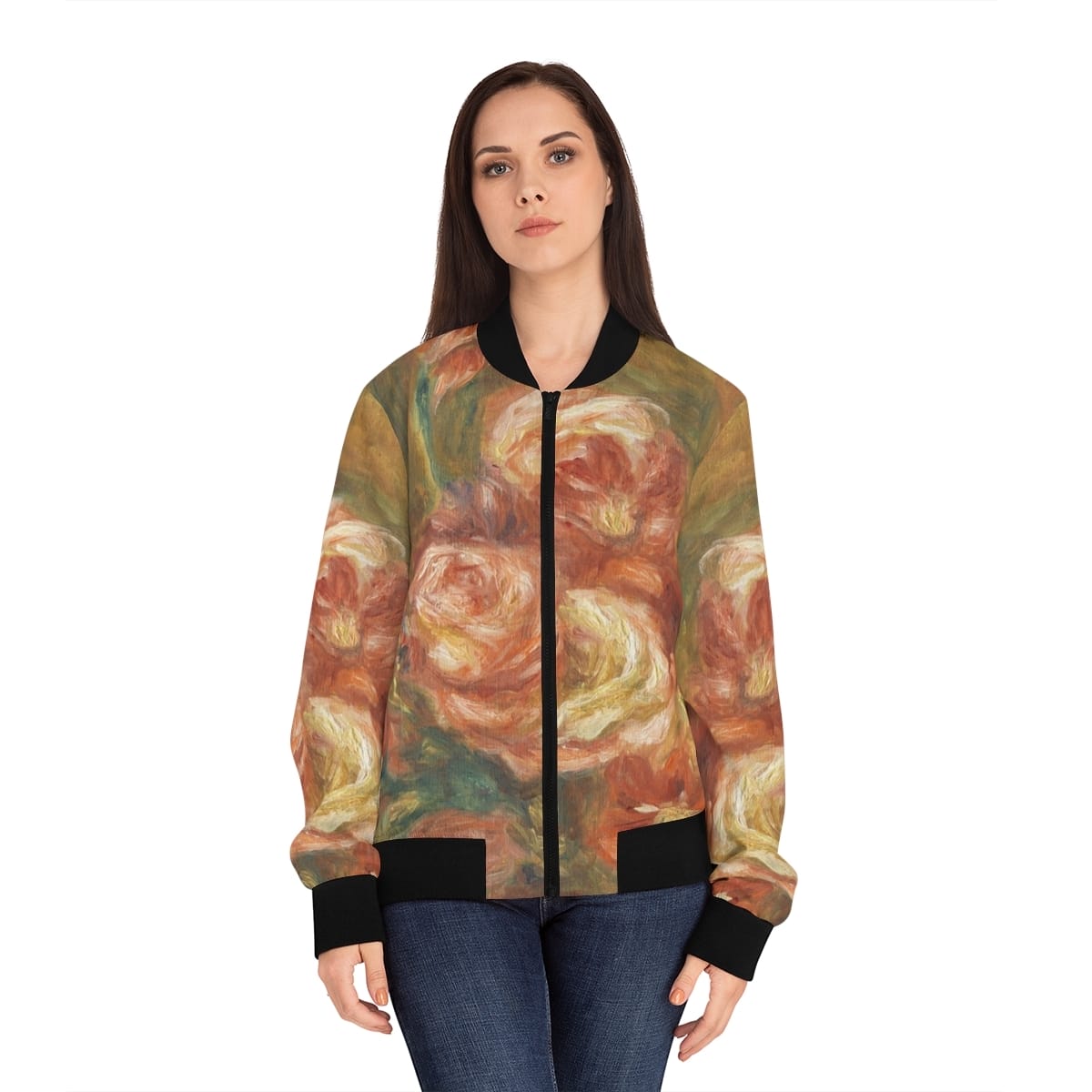 Womens Art Bomber Jacket, Artist Pierre Auguste Renoir, Artwork 