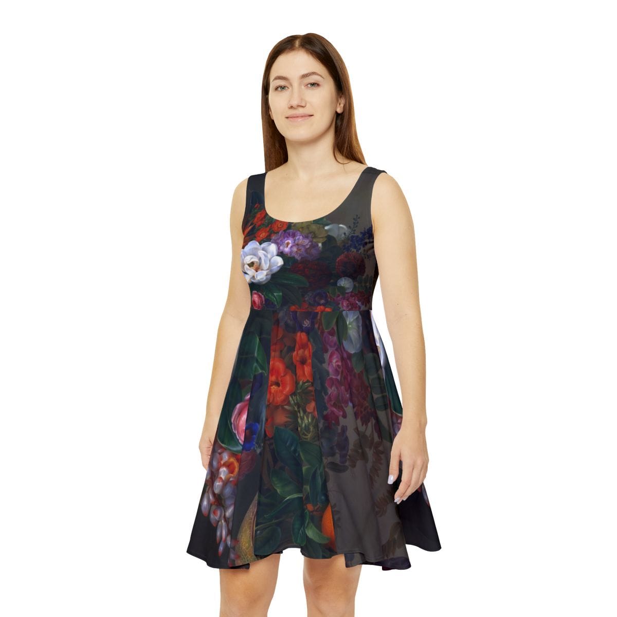 Women's Art Skater Dress featuring Flowers in a Vase