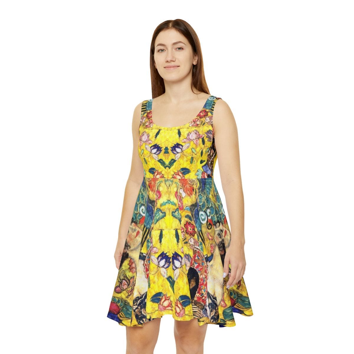 Womens Art Skater Dress, Artist Gustav Klimt, Artwork 